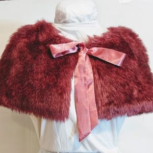 Rose Pink Faux Fur Capelet